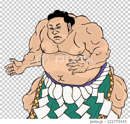 Illustration of a powerful sumo wrestler (Ukiyo-e style) 122775435