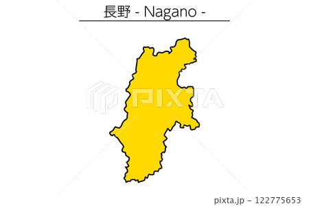 シンプルな長野県の地図、日本の地方 シンプルな長野県の地図、日本の地方 122775653