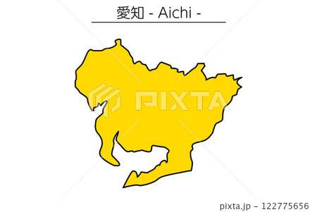 シンプルな愛知県の地図、日本の地方 シンプルな愛知県の地図、日本の地方 122775656