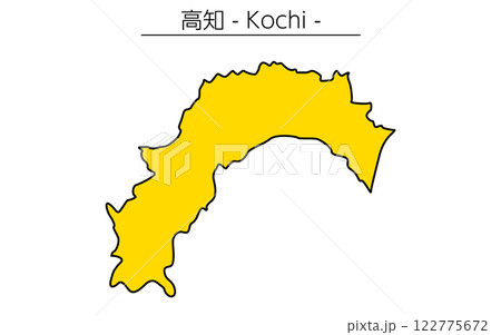 シンプルな高知県の地図、日本の地方 122775672