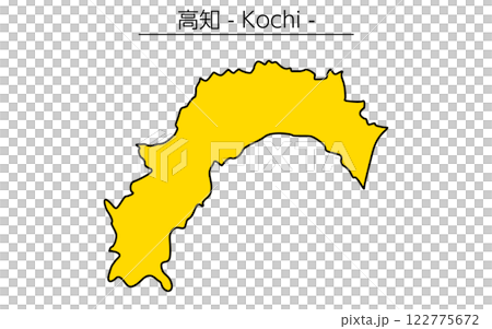 シンプルな高知県の地図、日本の地方 122775672