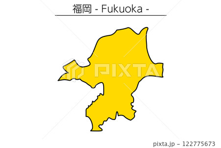 シンプルな福岡県の地図、日本の地方 122775673