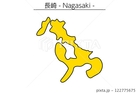 シンプルな長崎県の地図、日本の地方 シンプルな長崎県の地図、日本の地方 122775675