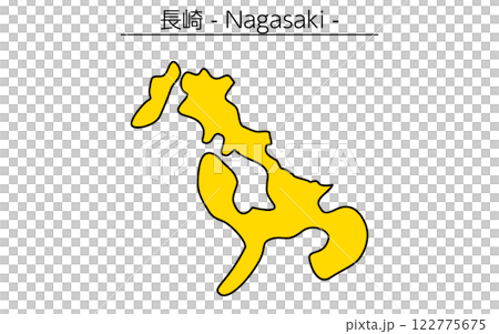 シンプルな長崎県の地図、日本の地方 シンプルな長崎県の地図、日本の地方 122775675