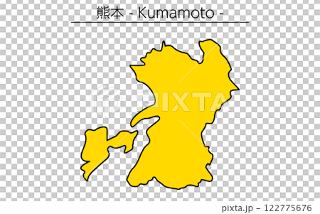 シンプルな熊本県の地図、日本の地方 122775676