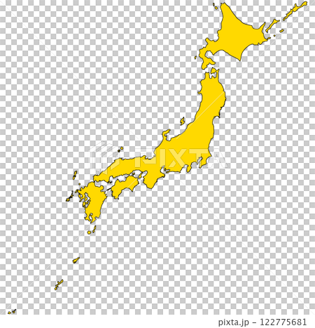 シンプルな日本地図の線画 122775681
