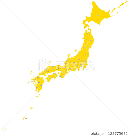 47都道府県、県別のシンプルな日本地図 122775682