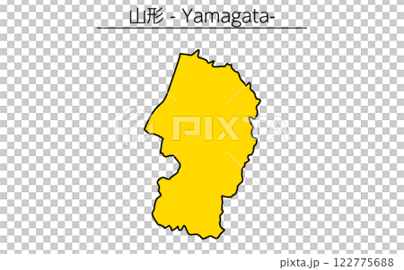 シンプルな山形県の地図、日本の地方 122775688