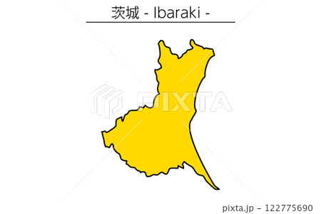 シンプルな茨城県の地図、日本の地方 シンプルな茨城県の地図、日本の地方 122775690