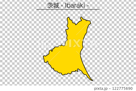 シンプルな茨城県の地図、日本の地方 シンプルな茨城県の地図、日本の地方 122775690