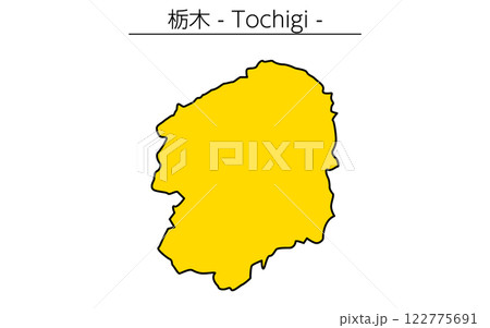シンプルな栃木県の地図、日本の地方 122775691