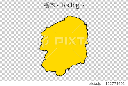 シンプルな栃木県の地図、日本の地方 122775691
