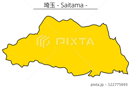 シンプルな埼玉県の地図、日本の地方 122775693