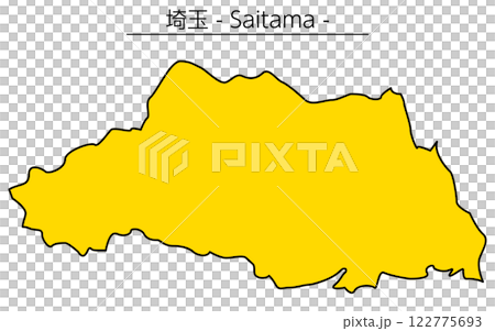 シンプルな埼玉県の地図、日本の地方 122775693