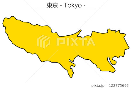 シンプルな東京都の地図、日本の地方 122775695