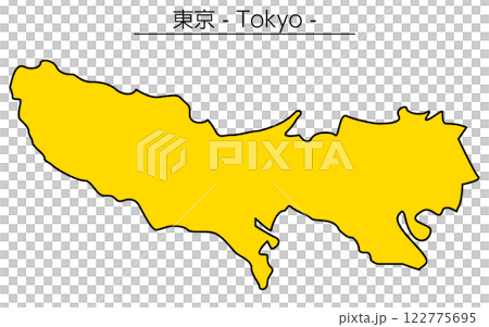シンプルな東京都の地図、日本の地方 122775695