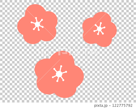 可愛いシンプルな梅のイラスト　ピンク 122775792
