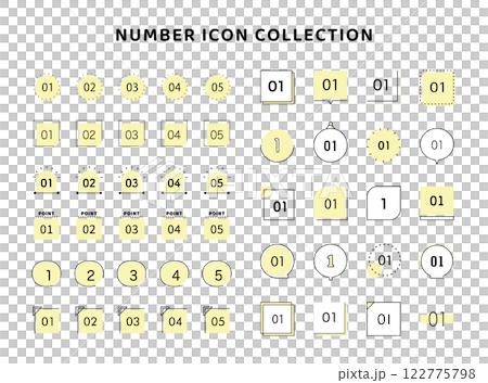 数字のアイコン セット バリエーション 番号 ナンバー イラスト 飾り罫 あしらい 装飾 素材 線 数字のアイコン セット バリエーション 番号 ナンバー イラスト 飾り罫 あしらい 装飾 素材 線 122775798