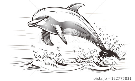Dolphin jumping out of the water. illustration Dolphin jumping out of the water. illustration 122775831