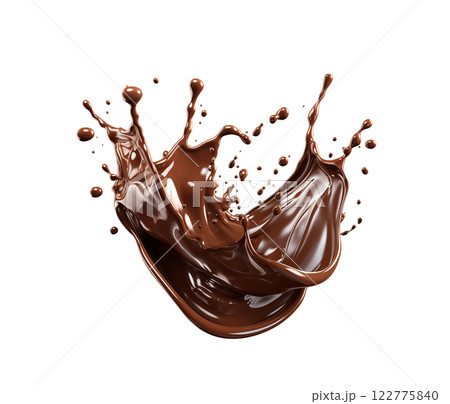 Isolated chocolate splash. chocolate splash isolated on white background. 122775840