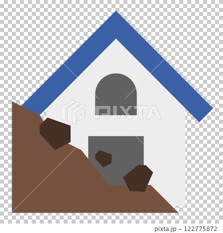 土砂崩れに遭う家のイラスト 122775872
