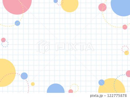 丸のポップなフレーム、グリッド背景 122775878