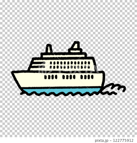 手書き風のシンプルなクルーズ船のイラスト 手書き風のシンプルなクルーズ船のイラスト 122775912