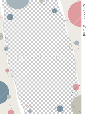 Frame of ripped paper and circular objects, pop design, portrait orientation 122775989