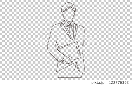 ビジネスパーソンのスタイリッシュな線画イラスト 122776398