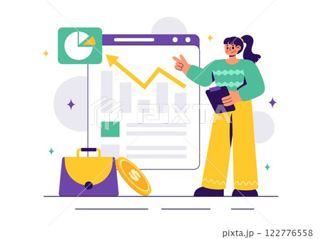 Stock Market Investment Vector Illustration featuring Business Growth, Financial Investment, and Market Analytics with Rising Arrows and Candlestick Stock Market Investment Vector Illustration featuring Business Growth, Financial Investment, and Market Analytics with Rising Arrows and Candlestick 122776558