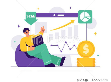 Stock Market Investment Vector Illustration featuring Business Growth, Financial Investment, and Market Analytics with Rising Arrows and Candlestick Stock Market Investment Vector Illustration featuring Business Growth, Financial Investment, and Market Analytics with Rising Arrows and Candlestick 122776560