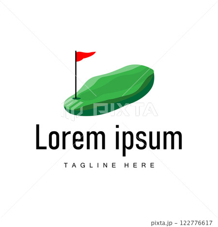 Golf club logo design and outdoor sport vector golf stick and ball template illustration 122776617