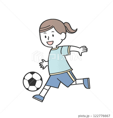 サッカーボールを蹴る女の子 サッカーボールを蹴る女の子 122776667