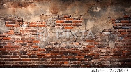 Red brick wall with vignette texture background 122776959
