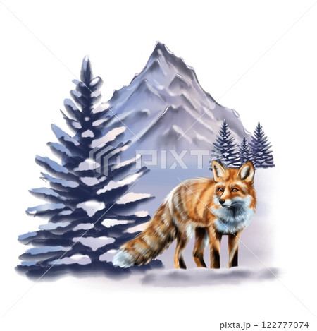 Fox in a Winter Mountain Landscape 122777074