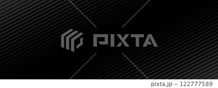 Black oblique straight line background. Masculine dark linear abstract wallpaper. Elegant luxury striped gradient texture. Grey diagonal lines backdrop for flyer, banner, poster, presentation. Vector 122777589