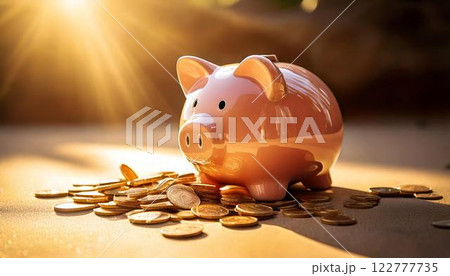 貯金箱とコイン 未来への期待 Generative AI 122777735