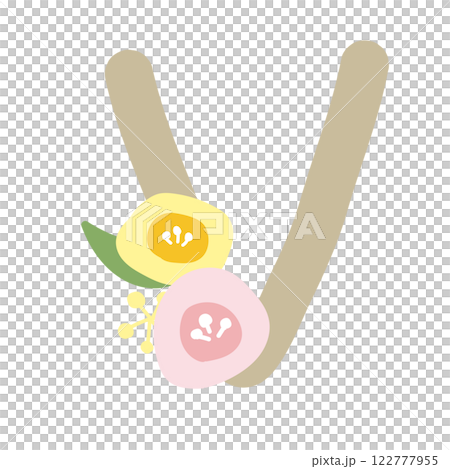 Alphabet V with a round flower 122777955