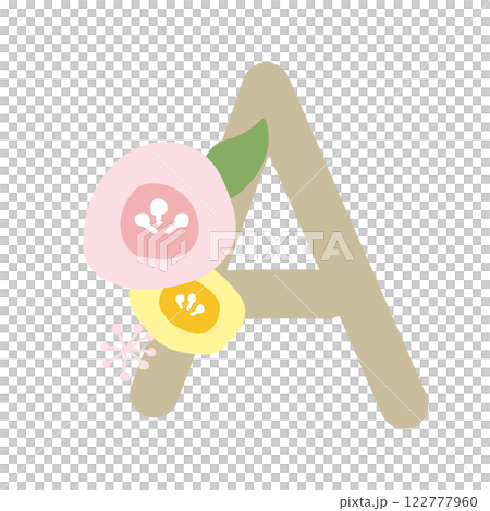 Alphabet A with a round flower 122777960