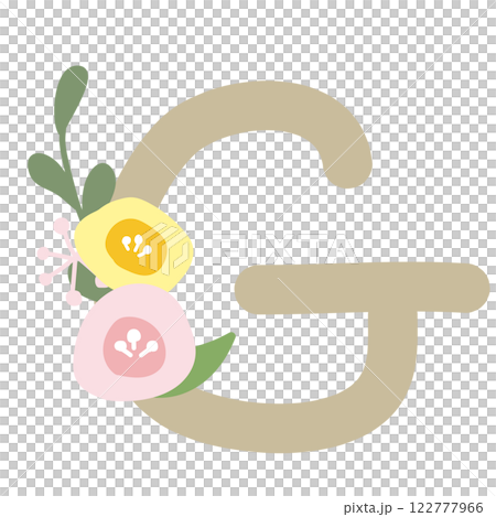 Alphabet G with a round flower 122777966