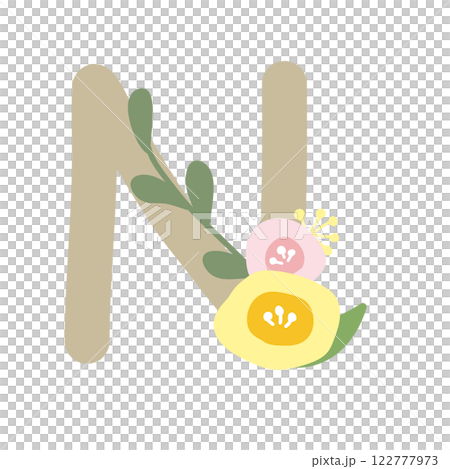 帶圓形花朵的字母 N 122777973