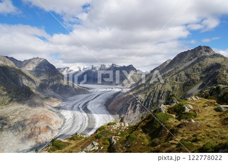 モースフルー展望台から見るアレッチ氷河 フィエッシュ、スイス モースフルー展望台から見るアレッチ氷河 フィエッシュ、スイス 122778022