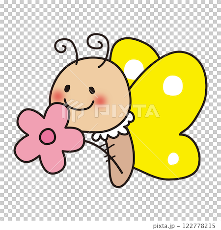 花を持った黄色いちょうちょ 122778215