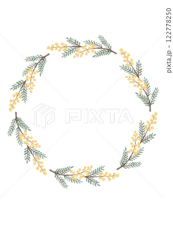 シンプル素朴ででナチュラルかわいい手描き水彩風ミモザフレーム シンプル素朴ででナチュラルかわいい手描き水彩風ミモザフレーム 122778250