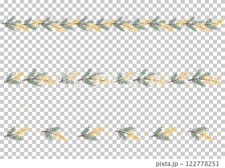Simple, rustic and natural cute hand-drawn watercolor mimosa line 122778251