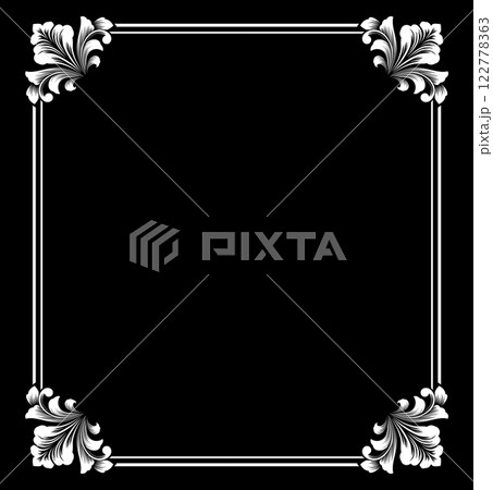 Decorative frame Elegant vector element for design in Eastern style, place for text. Floral black and white border. Lace illustration for invitations and greeting cards. Decorative frame Elegant vector element for design in Eastern style, place for text. Floral black and white border. Lace illustration for invitations and greeting cards. 122778363
