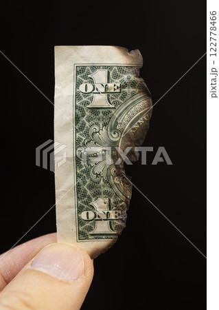 American dollars damaged and partially destroyed by fire American dollars damaged and partially destroyed by fire 122778466