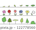 芽、花、木のシンプルなイラスト 122778560
