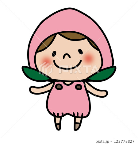桃のかぶり物をしている子供（女の子1） 122778827