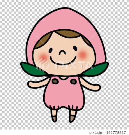 桃のかぶり物をしている子供（女の子1） 122778827